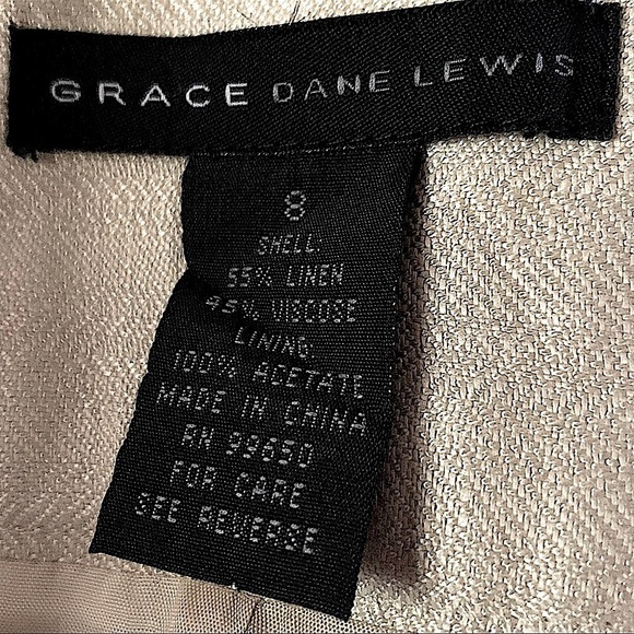 𝅺grace Dane Lewis Linen Blend Front Zip Pencil Skirt Size 8 - Picture 3 of 6